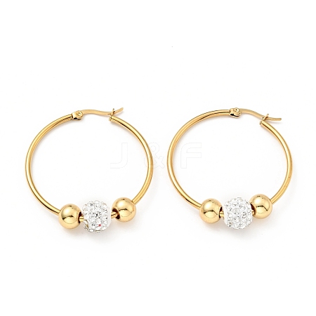 Crystal Rhinestone Beaded Hoop Earrings with 316 Stainless Steel Pins EJEW-F285-34G-1