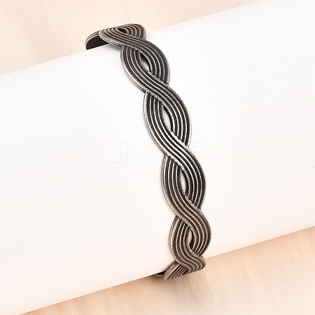 316 Surgical Stainless Steel Braided Wave Cuff Bangles BJEW-C125-02AS-1