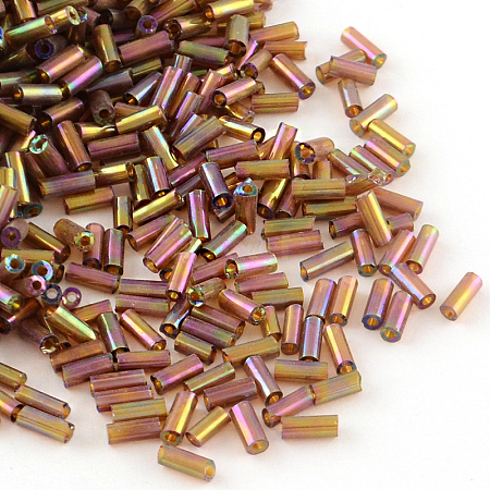 AB Color Plated Glass Bugle Beads SEED-R011-162C-1