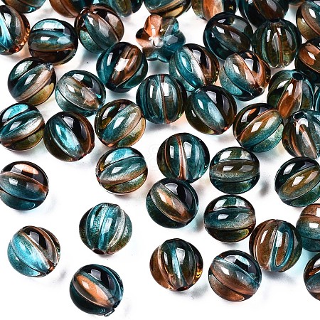 Two Tone Transparent Spray Painted Acrylic Corrugated Beads ACRP-T005-52L-1