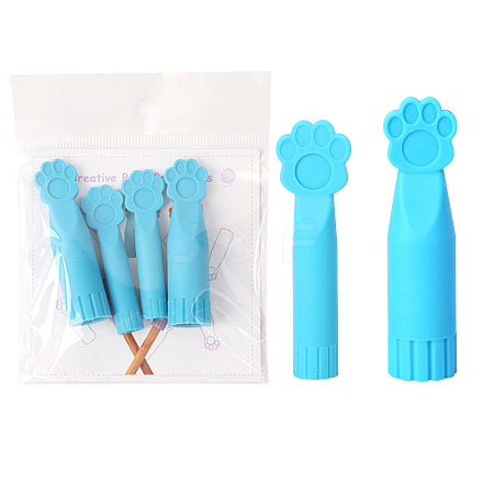 2Pcs Paw Print Silicone Knitting Needle Point Protectors PW-WG83120-01-1