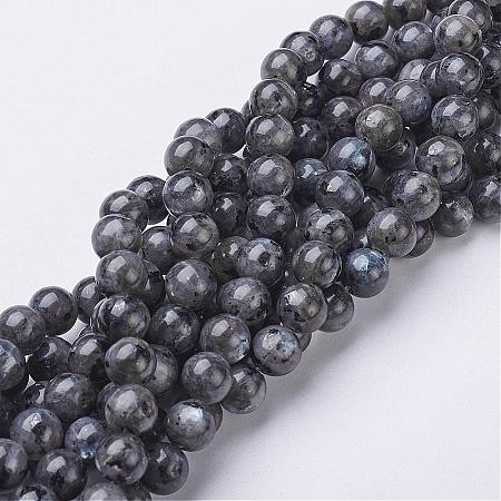 Natural Larvikite/Black Labradorite Beads Strands GSR8mmC128-1