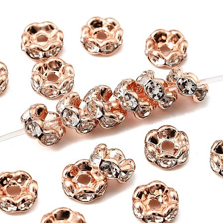 Brass Rhinestone Spacer Beads RB-A014-L6mm-01RG-NF-1