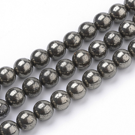 Natural Pyrite Beads Strands G-S249-01-10mm-1