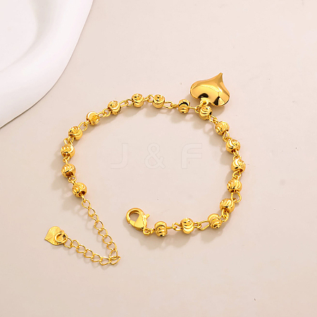 Vintage Beach Brass Heart Tassel Anklets for Women QQ1110-1-1
