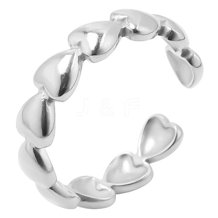 French Minimalist Heart Ring Adjustable Stainless Steel Open Cuff Rings for Women BA4323-1-1