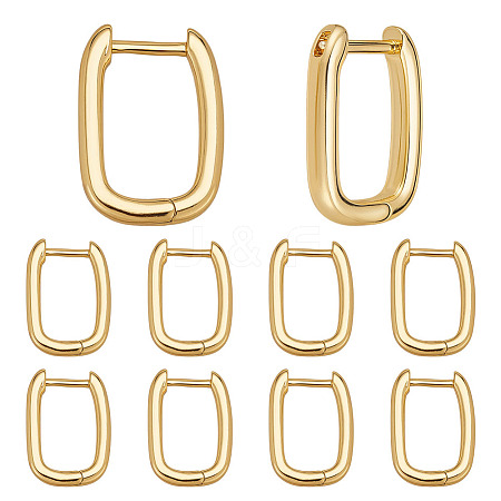 10 Pairs Brass Huggie Hoop Earrings EJEW-ME0001-08G-1