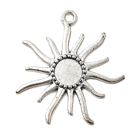 Tibetan Style Alloy Sun Pendant Cabochon Settings TIBEP-Q043-079-RS-1