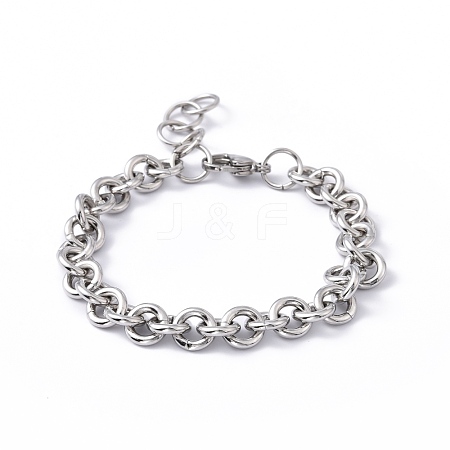 Tarnish Resistant 304 Stainless Steel Rolo Chain Bracelets BJEW-F433-01P-1