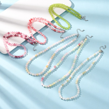 6MM Dyed Natural Green Jade Round Beaded Necklaces GG-CBAA808-04P-B-1