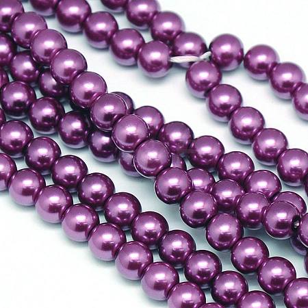 Eco-Friendly Dyed Glass Pearl Round Beads Strands HY-A002-4mm-RB029-1