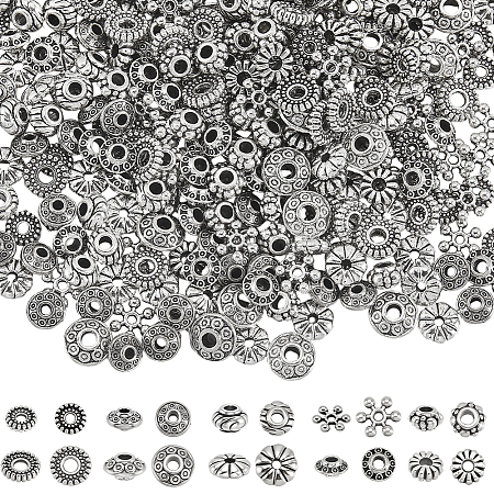 400Pcs 10 Styles Tibetan Style Alloy Spacer Beads TIBEB-PA0001-06-1