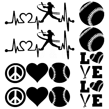 Gorgecraft 8 Sheets 4 Style Heart & Tennis Pattern Laser Style PET Waterproof Self-Adhesive Stickers STIC-GF0001-02A-1