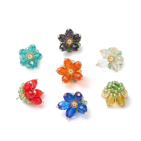 7Pcs 7 Colors Transparent Glass Pendants PALLOY-MZ00719-1