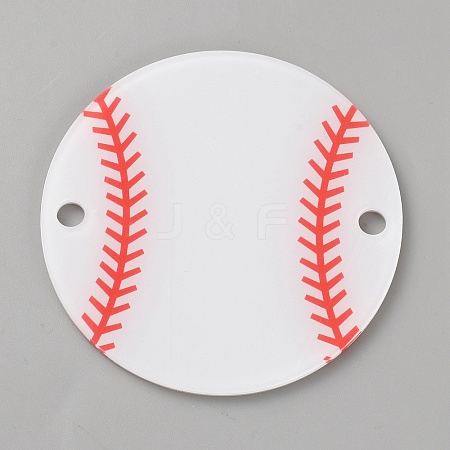 Acrylic Sport Ball Connector Charms MACR-WH0007-160B-1