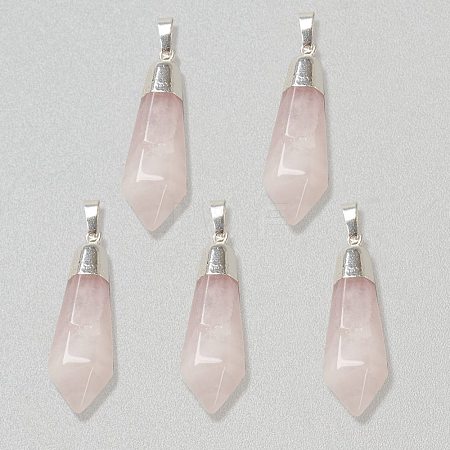 Natural Rose Quartz Pendants G-P445-E12-1