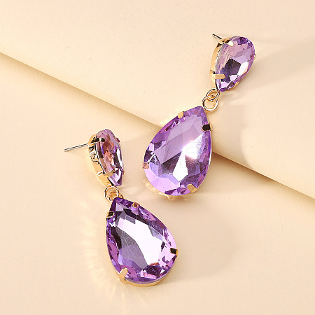 Colorful Transparent Glass Crystal Earrings with Fashionable Waterdrop Shape for Elegant and Stylish Women ST7381527-1