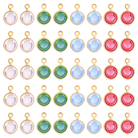 40Pcs 4 Colors 304 Stainless Steel Wrapped Dyed Natural Quartz Round Charms STAS-UN0063-75-1