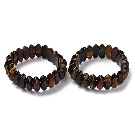 Bicone Natural Yellow Blue Tiger Eye Beads Stretch Bracelets for Women Men BJEW-C097-05P-1