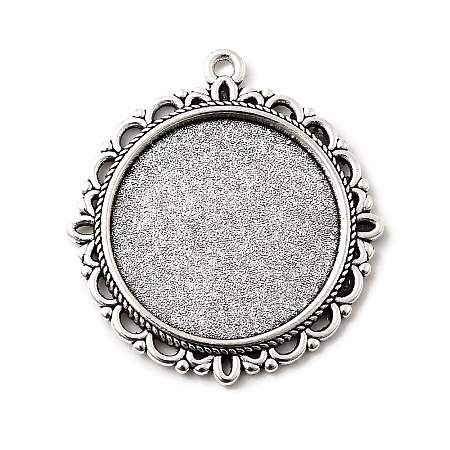 Tibetan Style Alloy Pendant Cabochon Settings TIBE-T003-06AS-RS-1