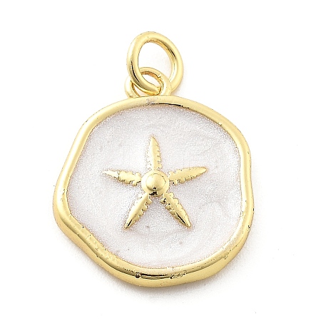 Ocean Theme Brass Enamel Pendants KK-Q029-01B-G-1