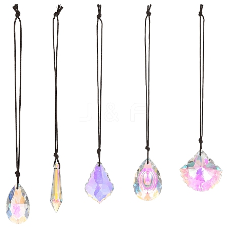 5Pcs 5 Styles Transparent Glass Suncatchers HJEW-YW00480-1