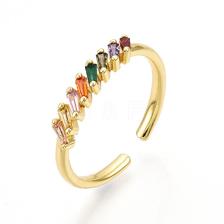 Brass Micro Pave Cubic Zirconia Cuff Rings for Women KK-T070-109-1