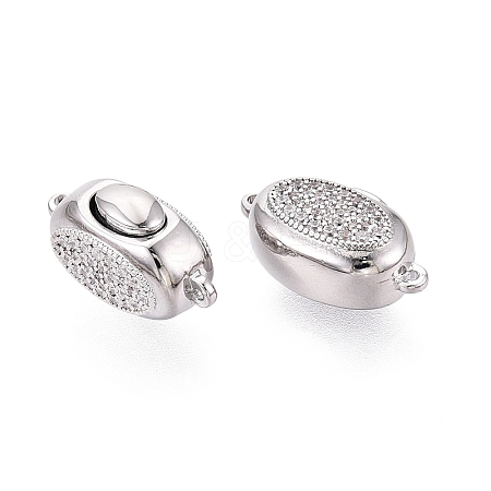 Brass Micro Pave Clear Cubic Zirconia Box Clasps KK-Q074-06P-1