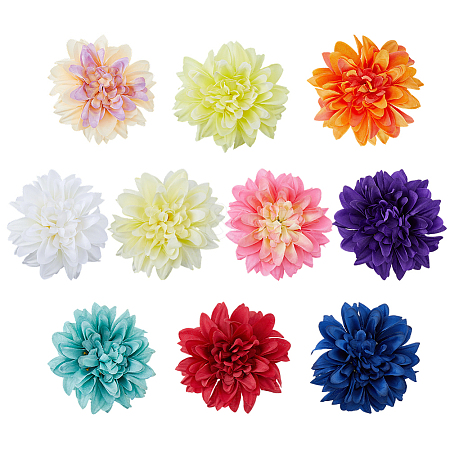 10Pcs 10 Colors Cloth Artificial Flower Head AJEW-CN0005-77-1