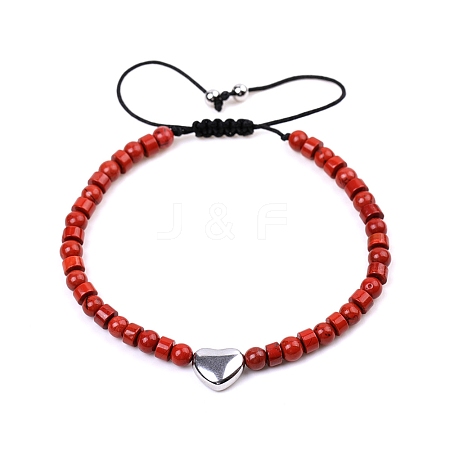 Natural Red Jasper Braided Beaded Bracelets PW-WG7DEFA-05-1