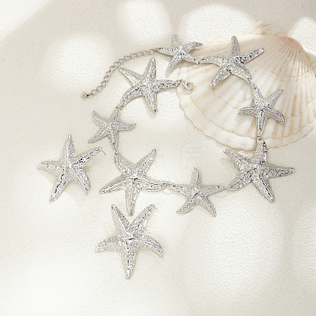 Starfish Iron Link Chain Necklaces & Stud Earrings Sets FS-WG81930-02-1