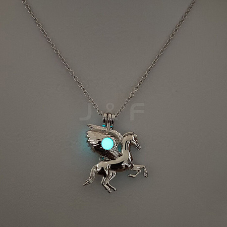 Alloy with Luminous Resin Bead Inside Pendant Necklaces for Women Men FS-WG4D5C2-23-1