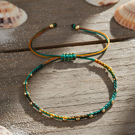 Brass Round Beads Braided Bead Bracelets CX8547-1-1