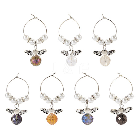 14Pcs 7 Colors Glass Wine Glass Charms AJEW-TAC00022-1