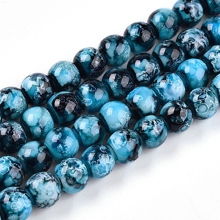 Baking Paint Glass Beads Strands DGLA-N003-8mm-A08-1
