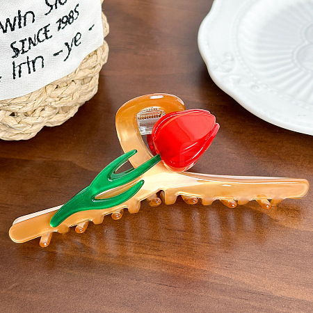 Flower Cellulose Acetate Claw Hair Clips PW-WG6D7F1-05-1