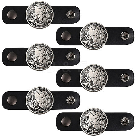 6Pcs Alloy with Imitation Leather Scarf Clips AJEW-CL0004-82B-1
