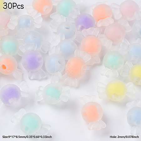 30Pcs Transparent Acrylic Beads FACR-YW0001-07-1