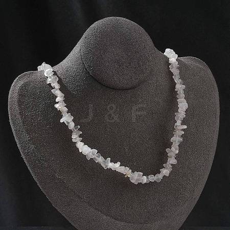 Natural Moonstone Chip Beaded Necklaces for Men Women NJEW-G159-01J-1