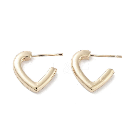 Half Heart Alloy Studs Earrings for Women EJEW-H309-09KCG-1