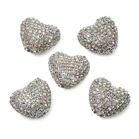 Sparkling Acrylic Heart Beads with Rhinestone Embellishment OACR-NH0001-02B-07-1
