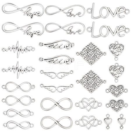 84Pcs 14 Styles Tibetan Style Alloy Connector Charms TIBE-FG0001-03-1