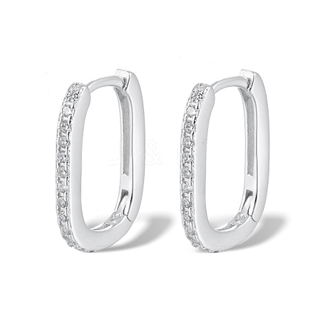 Elegant Sterling Silver Oval Hoop Earrings YG3639-2-1