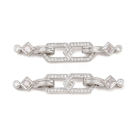 Brass Micro Pave Clear Cubic Zirconia Fold Over Clasps KK-U059-66P-1