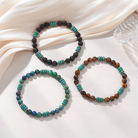 Gemstone Beads Stretch Bracelets BJEW-JB13295-1