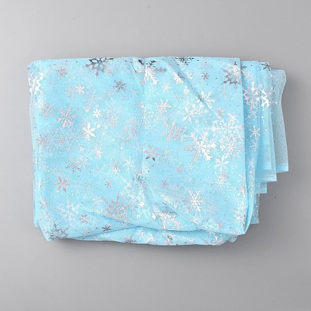 Snowflake Pattern Polyester Mesh Fabric DIY-WH0304-672B-1