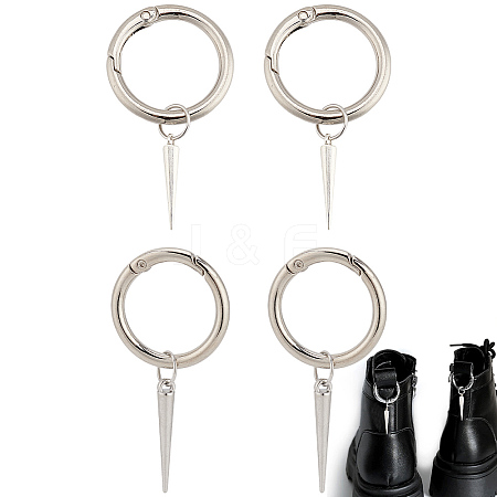 4Pcs 2 Styles Cone Spike Alloy Shoe Charms HJEW-AB00730-1