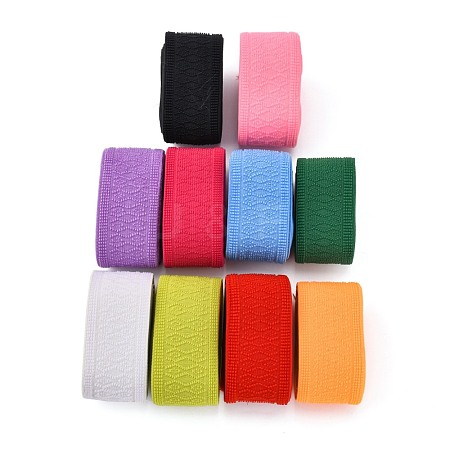 BENECREAT 20m 10 Colors Jacquard Polyester Elastic Bands SRIB-BC0001-03-1
