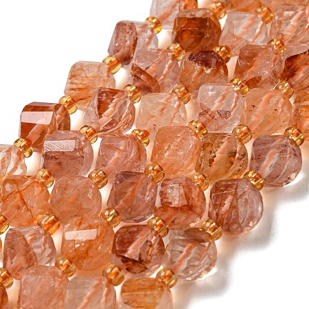 Natural Red Hematoid Quartz/Ferruginous Quartz Beads Strands G-M443-B07-02-1