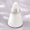 Flower Brass Micro Pave Cubic Zirconia Cuff Open Rings for Women CU-CBA0A21-06A-P-3